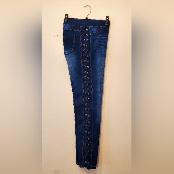 🔥NWOT JVINI Jeggings Blue Women US Large - Picture 3 of 12